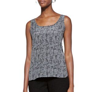 Eileen Fisher - Silk Crepe de Chine Roadster Print Tank, Black, Med